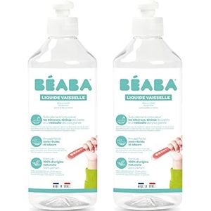 BÉABA, Vaatwasmiddel voor flessen en maaltijdaccessoires, 100% natuurlijke oorsprong, gemaakt in Frankrijk, zonder geur, 100% biologisch afbreekbaar, 2 x 500 ml