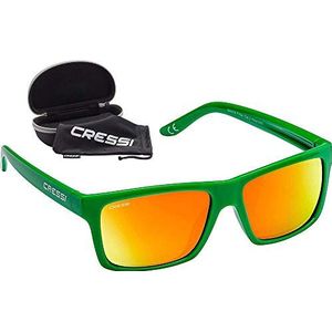 Cressi Bahia Floating zonnebril, sportzonnebril, zwemmend, gepolariseerd, UV-bescherming, 100% uniseks volwassenen, Kelly groen/gespiegelde glazen, oranje, Eén maat