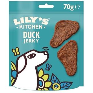 Lily's Kitchen 8 stuks volwassen hondensnoepjes (8 x 70 g) Duck Mini Jerky met 80% eend