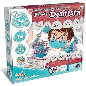 Science4you Mijn eerste tandartsset – tandartskoffer + tandartsen en doktersspelletjes voor kinderen en meisjes, speelgoedtandarts, spelletjes voor kinderen en onderwijs, cadeau voor kinderen 5, 6, 7
