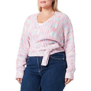 Sookie Veste portefeuille en tricot pour femme, Rose multicolore, XL-XXL