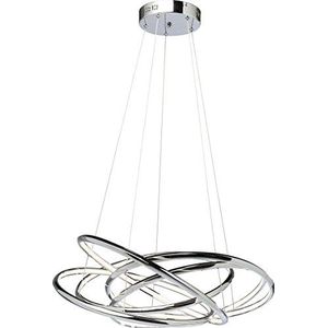 Kare Designer hanglamp Saturn LED Chrome Big, lampenkap van verchroomd aluminium, luifel: messing gecoat staal, 120 x 75 x 75 cm