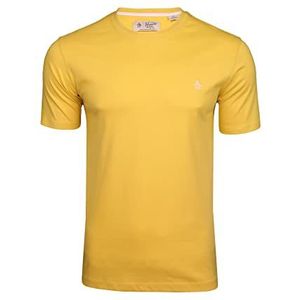 ORIGINAL PENGUIN Geborduurd Cont Embro PIN Point T-shirt voor heren, Gouden crème.