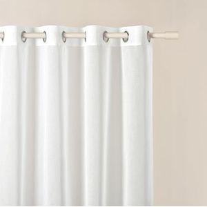 ROOM99 Novelia Gordijn met ogen, 400 x 250 cm (b x h), voor woonkamer, slaapkamer, wit, glad
