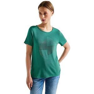 Street One A320189 Dames T-shirt met korte mouwen en pailletten, Lagoon groen