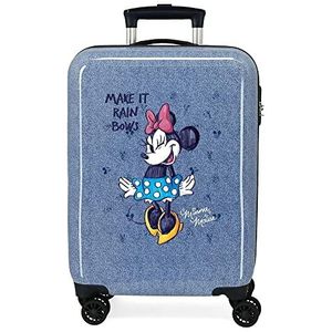Disney Minnie Make it Rain Bows Kabinetoffer, blauw, 38 x 55 x 20 cm, harde schaal, ABS, zijcombinatie, 34 l, 2 kg, 4 dubbele wielen, handuitrusting, blauw, handkoffer, Blauw, cabine koffer