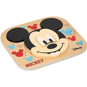 WOOMAX 48700 - Mickey Mouse kinderpuzzel vanaf 1 jaar grote stuks/puzzels voor kinderen bevat 6 stuks/Disney educatief speelgoed/puzzels voor jongens en meisjes/babyspeelgoed