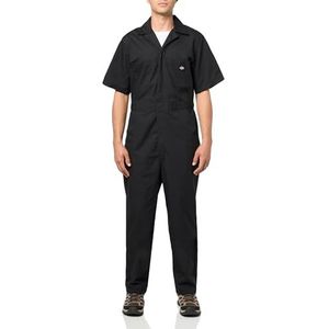 Dickies - - Werkpak voor heren, korte popeline jumpsuit met mouwen, zwart.
