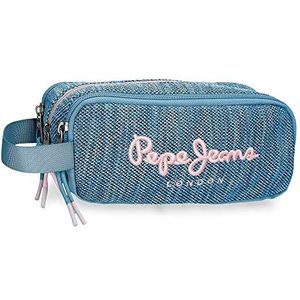 Pepe Jeans Lena Pennenetui, drievoudig, blauw, 22 x 10 x 9 cm, polyester, blauw, drievoudig etui, Blauw, Drievoudig etui
