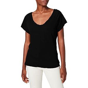 trueprodigy Casual T-shirt voor dames, effen, basic bovenstuk, cool, stijlvol, V-hals, korte mouwen, slim fit, zwart.