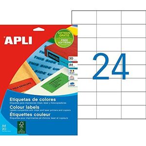 Apli Agipa etiketten, zelfklevend, meerkleurig, 70 x 37 mm, FSC-gecertificeerd, 480 etiketten