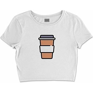 Bona Basics, Digitale print, basic T-shirt voor dames, 100% katoen, wit, casual, damestops, maat: L, wit, L/korte taille, Wit.