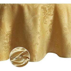 Poinsettia Elegance Jacquard-Collection vakantietafel, polyester, goud, 90 inch rond (Tablecloth)