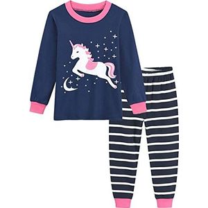 Little Hand Cartoon Print Pyjama Set Lange Mouwen Meisjes Pyjama Set Meisjes, Eenhoorn 1