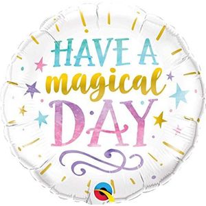Qualatex 57262 latex ballon met opschrift ""Have a Magical Day"", rond, 45,7 cm