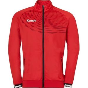 Kempa Wave 26 Poly Jacket Sportjack voor heren en jongens, voetbaltrainingsjack, elastische trainingssweatshirt met zakken met ritssluiting, rood