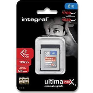 Integral CFexpress geheugenkaart, type B 2.0, 8 K RAW en 4 K, 120 fps, 1540 MB/s lezen, 1600 MB/s schrijven, ontworpen voor bioscoop en professionele fotografen
