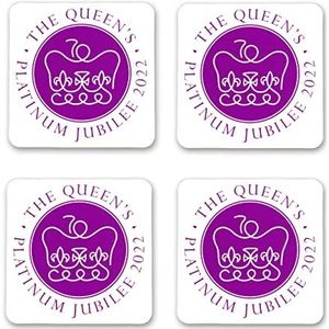 Queens Jubilee Platina onderzetter met kurkachterkant voor Union Jack Street tafeldecoratie 4 stuks