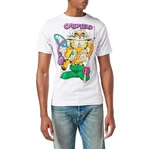 Garfield Fishing T-shirt, heren, wit, S, Wit.