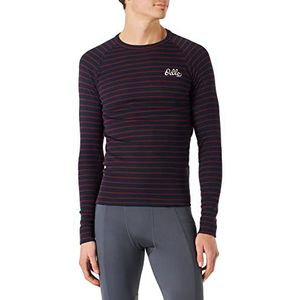 Odlo BL Top Crew Neck L/S Active Warm Originals Eco Stripes shirt met lange mouwen voor heren, Dark Sapphire-tomate Sundried, M