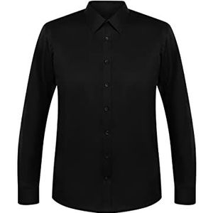 DreiMaster Klassik Modieus business overhemd voor heren, zwart, 44, zwart.