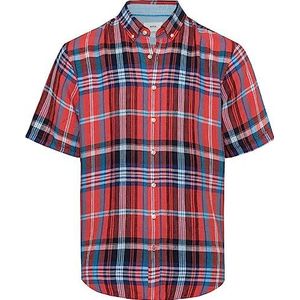 BRAX Style Dan C Pure Linen overhemd met korte mouwen van linnen met ruitpatroon voor heren, Watermeloen rood (Rojo sandía)