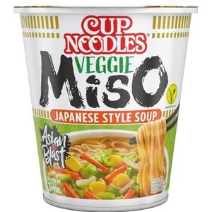 NISSIN Cup Noodles - Veggie Miso individuele set, soepstijl Japanse instant pasta met misopasta en snel bereide groenten in de beker, vegetarisch, Aziatisch voedsel (1 x 67 g)