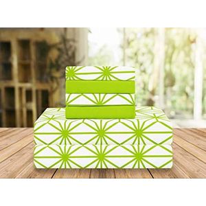 Elegant Comfort Luxe Soft Bed Sheets Cube Pattern 1500 Thread Count Percal Egyptische kwaliteit Soft ness Rimpel en Fade Resistant (6-delig), Bedding Set, King, limoengroen