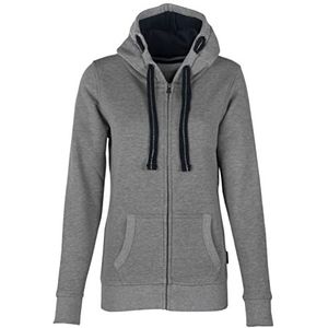 HRM Damesjack met capuchon, hoogwaardige jas met contrasterende voering, hoodie met ritssluiting, hoogwaardige en duurzame bovenstukken voor dames, grijs gemêleerd, XXL, Grijs