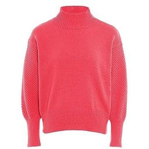 myMo Pull en tricot vintage pour femme avec demi-col roulé en polyester corail Taille M/L Pull Sweater, Medium, corail, M