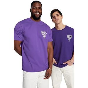 Trendyol T-shirt en tricot à col rond pour homme Coupe régulière, violet, 5XL grande taille