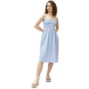 Koton Robe midi à col carré pour femme, Blue Check (03o), 38