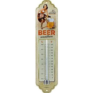 Nostalgic-Art Retro thermometer 7 x 28 cm Beer Weather - cadeau-idee voor vintage metalen bierfans