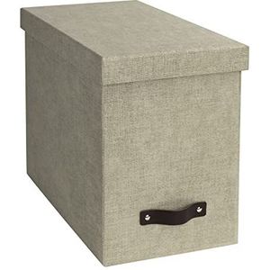 Bigso Box of Sweden hangmapbox met deksel - mooie archiefdoos inclusief 8 mappen - mapbox van vezelplaat en elegant papier in linnenlook - beige