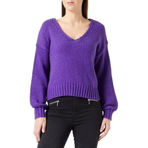 sookie Pull tendance pour femme avec col en V en polyester Violet Taille M/L, lilas, M