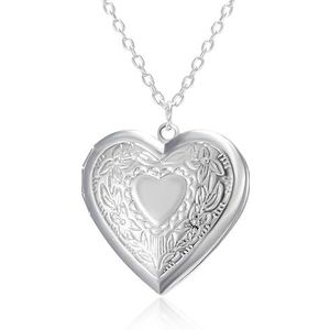 Halsketting met hartvormig medaillon, gepolijst, voor Valentijnsdag, cadeau voor vrouwen, Metaal, Legering.