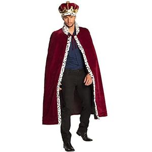 Boland 36104 Majesteit kostuum hoed en mantel koninklijk volwassenen kroon en cape pluche carnaval themafeest