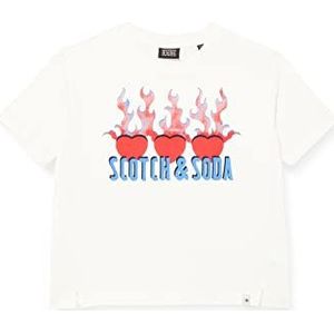 Scotch & Soda Boxy-Fit Artwork T-shirt in organisch katoen, wit 0006, 6 jaar jongens, wit 0006