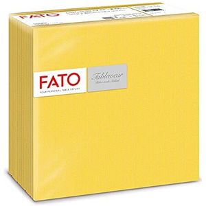 Fato - Airlaid droge papieren servetten, stof-effect, 50 stuks, afmeting 40 x 40 cm, 4-voudig gevouwen, kleur: geel