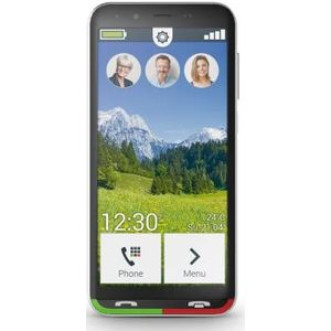 Emporia Super Easy - 4G smartphone, eenvoudig te bedienen, SOS-knop, 4,95 inch display, 32 GB, 3 GB RAM, 13 MP camera, Android 10, oplaadstation, zwart (Italië)