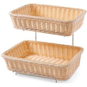 Hendi Broodmand - Fruitmand - Buffetmand + Display Rek - Beige / Transparant - 36x28x(H)29cm