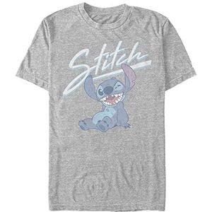 Disney Lilo & Stitch Stitch Wink T-shirt à col rond, unisexe, gris mélangé, taille XL, Gris, XL