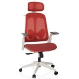 hjh OFFICE ARCEO WF Chaise de bureau ergonomique rembourrée avec support de tête et lombaire réglable, housse en tissu résistant à l'abrasion, rouge