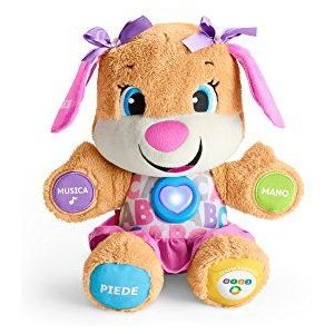 Fisher-Price De zus van Puppy Progressive Awakening babyspeelgoed, interactieve pluche, Italiaanse versie, 6 maanden en ouder, FPP54