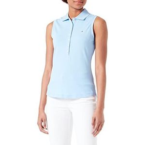 Tommy Hilfiger Poloshirt met fijne kraag S/S dames poloshirts, Blauw schip