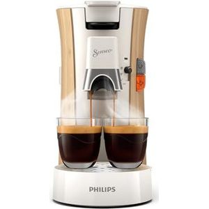 Philips Senseo Select Koffiepadmachine: Intensity Plus, geheugenfunctie, 3 intensiteiten, Crema Plus, milieuvriendelijk product met 37% kunststof van biologische oorsprong, zijdewit (CSA240/05)