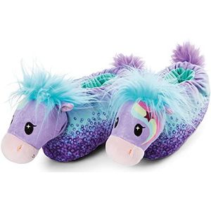 NICI Pony Starjumper pantoffels maat 38-41 (L) pluche huisschoenen anti-slip huisschoenen warme pantoffels voor jongens meisjes volwassenen dierenschoenen met anti-slip zool slippers