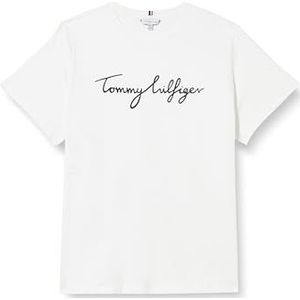 Tommy Hilfiger T-shirt à manches courtes et col rond pour femme, Blanc (Th Optic White), 56