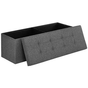 SONGMICS Opbergrek, opvouwbare zitzak, 38 x 110 x 38 cm, hoofdeinde, voetensteun, opbergdoos, belastbaar tot 300 kg, voor woonkamer, slaapkamer, entree, donkergrijs LSF77K