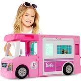 Barbie - 3-in-1 Droomcamper - Voertuig met Zwembad, Pick-up met 4 zitplaatsen en Boot - Ombouwbaar - 50 Accessoires - 90 cm - Cadeau vanaf 3 jaar, GHL93
